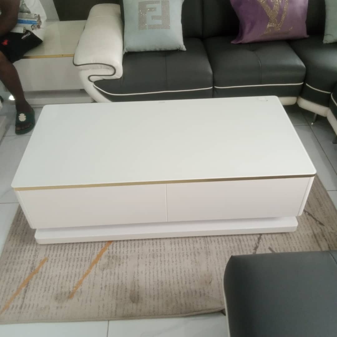 Sofa paired with a sleek white coffee table